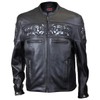 Premium Cowhide Leather Motorcycle Jacket With Reflective Skull (M)