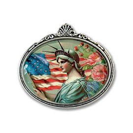 Statue of Liberty Brooch, Patriotic Pin, Red, White and Blue Brooch, Vintage Inspired 4th of July Jewelry, Victorian Inspired Lady Liberty