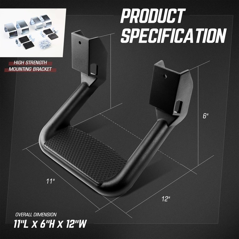 DNA MOTORING 2 Pair Aluminum Side Hoop Steps Universal Side