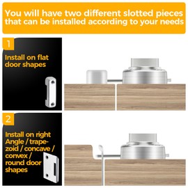 GEMASP Rotate Bolt Latch, Stainless Steel Double Sided Gate Hardware Door Lock Latch, for Bathroom, Bedroom, Pet Door Lock, Garages (1PC, 2 Installation Options)