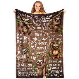 InnoBeta Sloth Gifts for Women - Sloth Throw Blanket, Flannel Blankets for Women, Girls, Teens - 50 x 65 Inches, Spirit Animal