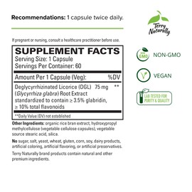 Terry Naturally Stomach & Intestinal Relief - 60 Capsules, Pack of 2 - Soothing GI Support - Non-GMO, Vegan - 120 Total Servings