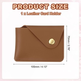 PATIKIL Slim Leather Card Holder with Snap Closure, Leather Front Pocket Wallet Card Case Holder for Cash Coin Men and Women Business Office, Brown