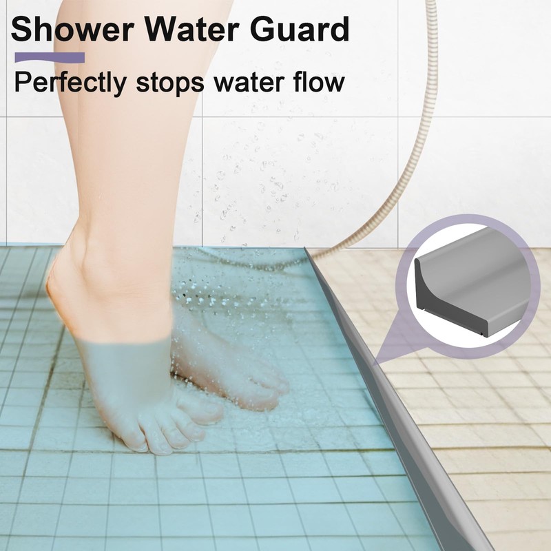 Hzetuu Shower Threshold Water Dam Barrier - Versatile, Silicone Shower