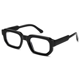 VANLINKER Retro Chunky Rectangle Sunglasses for Men Women Vintage Trendy Square Thick Sun Glasses VL9823,Black/Clear