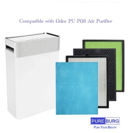 PUREBURG Replacement Filter Set Compatible with Odec PU-P08 Air Purifier,2-Pack H13 HEPA Activated carbon 2-IN-1 4-Stage Filtration Air Clean Dust