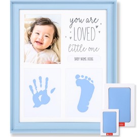 cotoms Baby Handprint Stamp, Baby Transfer Stamp, No Smudge Hands and Feet Photo Frame, Memorial Box, Handprint, Foot Shape, Baby Shower, Naming (Aqua)