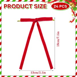24 Pcs Christmas Tree Bows, Velvet Bows Christmas, 5.1 X 7.1Inch Christmas Bows For Wreaths | Christmas Tree Bows | Christmas Tree Ornaments For Wreaths, Garlands, Home, Shop, Indoor Outdoor Decor