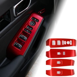 CKE for Honda Civic 2022 2023 2024 2025 Car Door Armrest Window Lift Down Switch Panel Interior Armrest Cover Trims for Honda Civic Accessories -Red