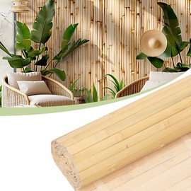 Bamboo Wall Panels for Interior Wall Decor（48" H x 96" L） Natural Wainscoting Panels Wall Paneling for Living Room Decor, Tiki Bar,Kitchen,Ceiling Tiles, Pole Wrap Wood Roll,Wall Decor for Bedroom