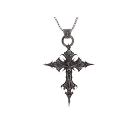 Vurotry Gothic Cross Necklace Emo Necklace Vintage Gothic Skull Cross Pendant Necklaces for Men and Women Jewelry (black)