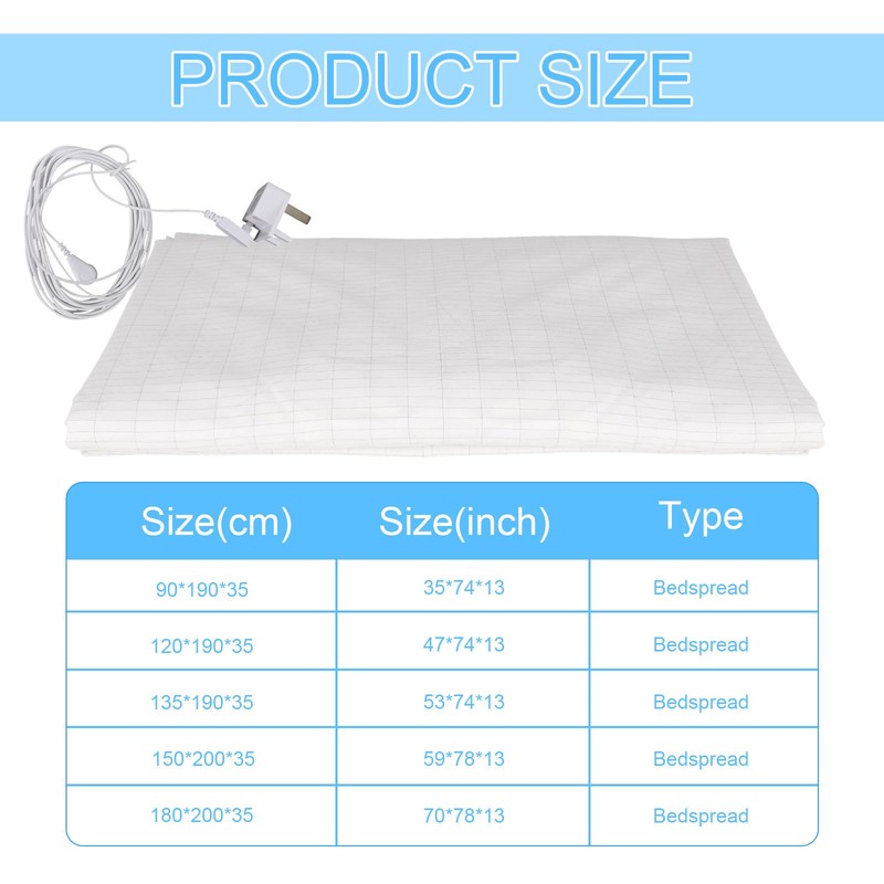 ConBlom Grounding Fitted Sheet with Grounding Cord, Earthing Sheets for