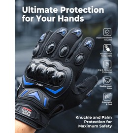 KEMIMOTO Motorcycle Gloves for Men, Touchscreen Riding Gloves for Outdoor Work Sports Motorcycle Cycling Motorcross Motorbike Racing Mountain Off-Road Dirt Bike Bicycle ATV UTV