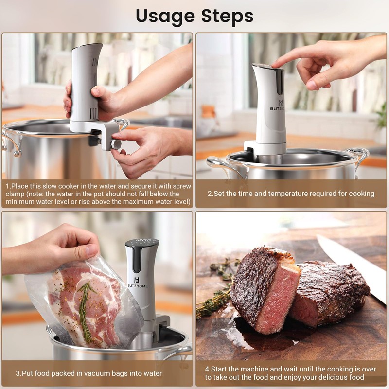 BLITZHOME Sous Vide Machine, WiFi APP Included, 1100W Sous Vide