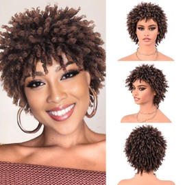 SUN LOCS Short Dreadlocks Wigs for Black Women and Men, Pixie Cut Synthetic Afro Twists Faux Locs Braided Wigs with Clips In, Full Hair Replacement Wigs (T1B/30#)