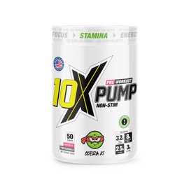 10X Athletic Non Stim Pre Workout No Caffeine Beta Alanine Creatine Sugar Free Vegan Low Calorie Various Flavours 600g 25/50 Servings (Cobra Ki)