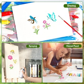 OOTSR Stencils Set, 5 x 5 cm, Flower Leaves, Bird Drawing Painting Stencils, DIY Stencils, Reusable Plastic Stencils Templates for Wood, Floor, Scrapbooking Craft Decoration