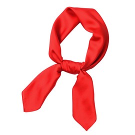 Lastclream Chiffon Square Neck Scarves for Women Handkerchief Retro Satin Ribbon Scarf for Hair Wrapping at Night 23.6" (Red)