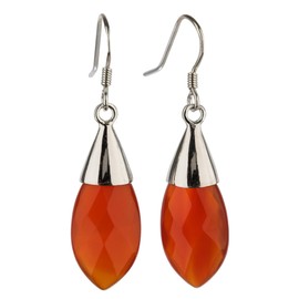 Franki Baker Beautiful AA Grade Facetted Carnelian Leaf Drop Earrings on 925 Sterling Silver. Length: 4cm