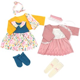 Doll Clothes for 18-20 Inches 43-50cm Baby Dolls, 2 packs Dress Outfits (Not Include Doll)