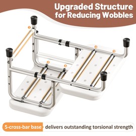 Bed Steps for High Beds for Adults, Heavy Duty Step Stool with Adjustable Handle for Elderly, Large Anti-Slip Platform, Support up to 400lbs, Safety Step Stools for Bathroom, Outdoor & Car Use