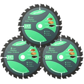 3 Pack 6-1/2 Inch 24T Circular Saw Blades Fine Finish with 5/8" Arbor ATB Framing Saw Blades for Cutting Softwood Hardwood Laminate Plywood Chipboard Panels FRP MDF by puxyblue