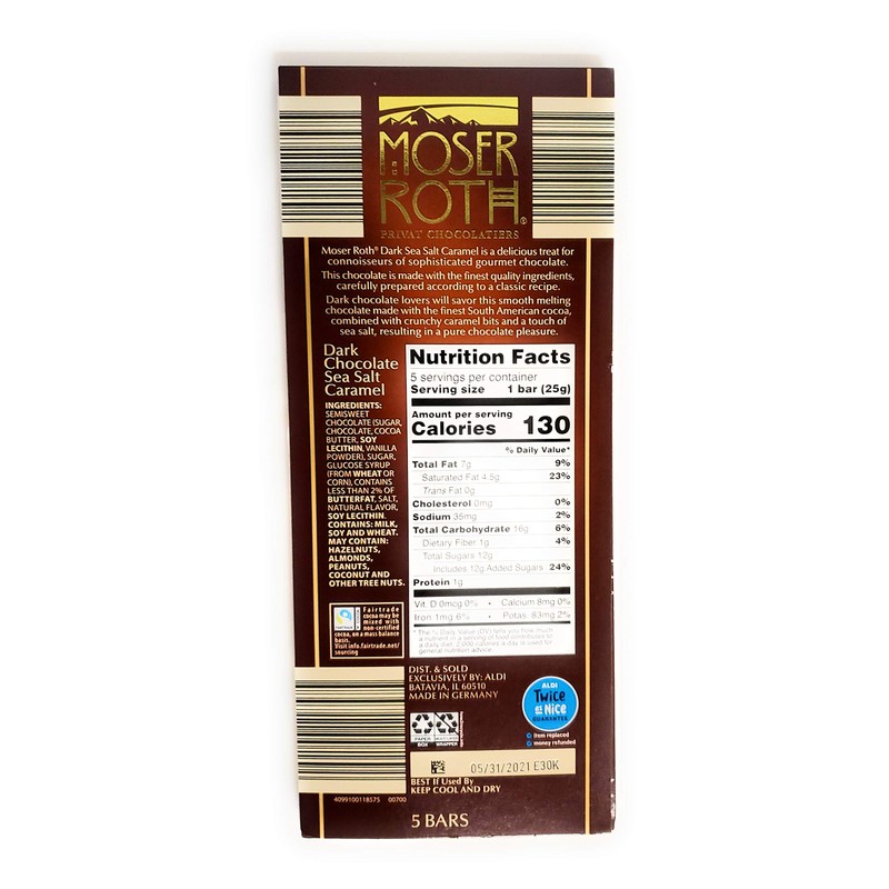 MOSER ROTH German Dark/Sea Salt/Caramel Chocolate Bars (2 Pack)