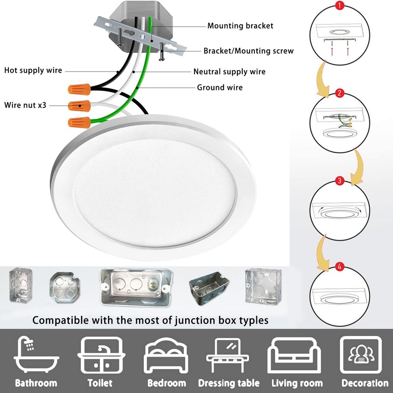 NOVELUX 5" Flush Mount Ceiling Light Dimmable, 5000K White LED