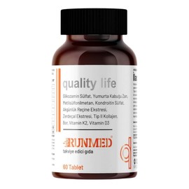Quality Life Runmed 60 Tablet Glukozamin Msm Kondroitin Tip 2 Kolajen, D Ve K Vitamini, Yumurta Kabuğu Zarı