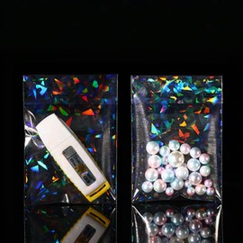 PABCK 100 Pieces Plastic Self Adhesive Bags Clear Cellophane Candy Cookies Bag 2.36x2.36+0.79 inch Resealable Treat Party Favors for Chocolate Gifts Jewelery Samples Wrapping Self Sealing