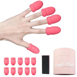 Gel Polish Remover Refill Kits for Nails, Holiday Gifts for Women Girls Nail Polish Remover Set with 10PCS Soak Off Caps & Nail Buffer Block - Quickly Removes Poly Gel & Acrylic Nails (Pink Short)
