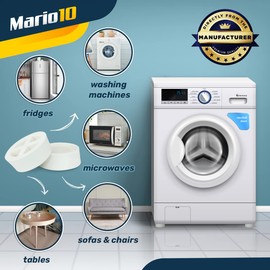 Mario10 Pack of 4 White Rubber Feet Washing Machine Stabilisers Anti Vibration Pads Non Slip Pads For Dryer, Refrigerator, Table, Chair, Treadmill 60 x 54 x 20 mm