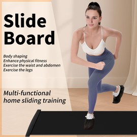 ISMIER Slide Board with End Stops - Balance Workout Sliders 71"L x 20"W for Working Out - Exercise Slide Board with Carrying Bag and Booties for Beginners and Pros
