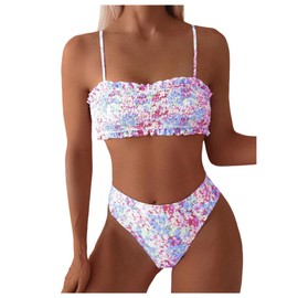 GORGLITTER - Traje de baño de 2 piezas con volantes para mujer, Varios colores, X-Large