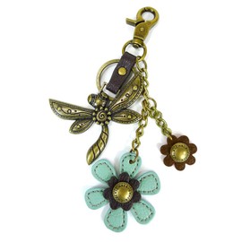 Chala Bronze Color Metal- Purse Charm, Key Fob, keychain decorative accessories (Dragonfly 3)