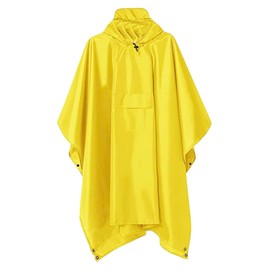 AdLife Rain Poncho, Raincoat, Poncho, Men's, Women's, Unisex, 3-Way, Bicycle, Moped, Rain Gear, With Pocket, Mat, Tent, Canopy, Lightweight, Windproof, Waterproof, Plain, Storage Bag Included, yellow