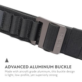 Arcade Belts Hardware Alu Utility Belt - Low-Profile Aluminum Buckle, Heavy Duty Work Belt, Stretch Webbing, Anti-Slip (Black, Large/X-Large)