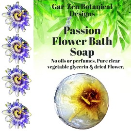 Gar-Zen Botanical Designs Large Shower & Bath Soap Round Passion Flower Handmade in USA