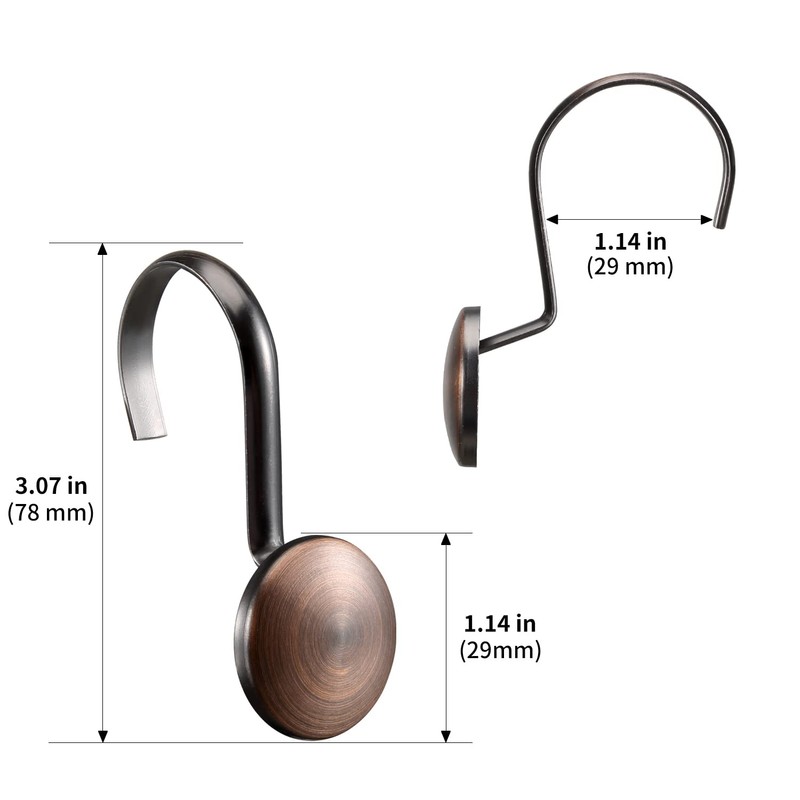 Bronze Shower Curtain Hooks, Rustproof Shower Hooks for Shower Curtain