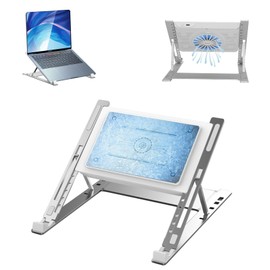 ZenCT CT158-MAX Laptop Cooler, Laptop Stand, Peltier Element, Cooling Pad, Foldable, 5 Levels of Altitude Adjustment, Laptop Cooling, Instant Cooling by Electronics, Low Noise, Strong Cooling Fan,