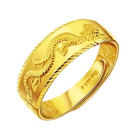TingTing Rose Gift for Men, Guardian God of Care, Dragon, Copper Ring, Gold, Men's Ring, Metal