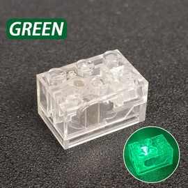 Lights Bricks, 10PCS 2x3 Classic Light Up Bricks Accessories Kits, Transparent LED Accessories Pack, Parts Pieces Building Blocks Set Toys (Green)