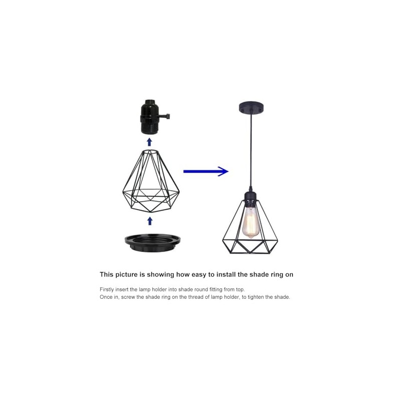 3 Pack Lamp Shade Black Collar Ring E27 Inside Threaded