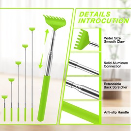 NICEMOVIC 6 Pack Back Scratcher for Women Men, Christmas Stocking Stuffers, Prizes for Adults, White Elephant Gifts for Adults, Extendable Bulk Back Massager Tool for Thanksgiving Birthday (Green)