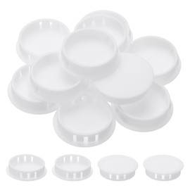PATIKIL Plastic Hole Plugs, 34 Pcs 1 5/9"(40mm) Plastic Plugs Screw Hole Plug Snap Desk Grommet Buckle Knockout Locking Plugs Furniture Insert End Cap for Holes Kitchen Cabinet, White