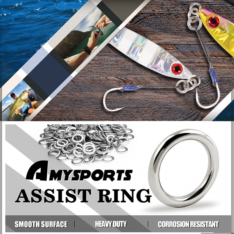 AMYSPORTS High Strength Solid Ring Fishing Lure Connector Fishing Rings
