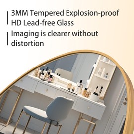 ZHUNFA Arched Full Length Mirror, 76x37 Oversized Floor Mirror with Stand, Gold Mirror Full Length, Aluminum Full Body Dressing Mirrors with Arched-Top, Leaning for Living Room, Bedroom