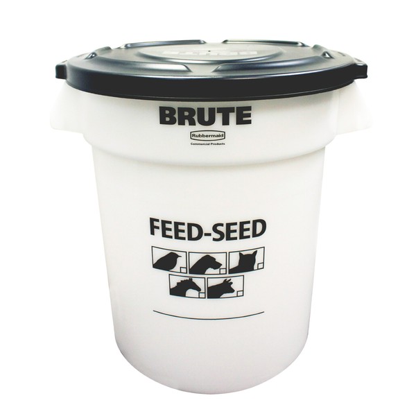 Rubbermaid Commercial Products Feed and Seed BRUTE Container with Lid, 20 Gallon Trash Can, Food Storage, Clear
