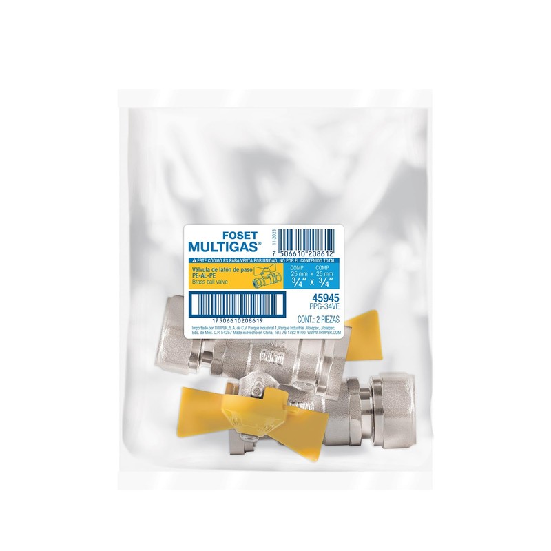 Foset PPG-34VE, Válvula esfera para tubería multicapa PE-AL-PE 3/4"