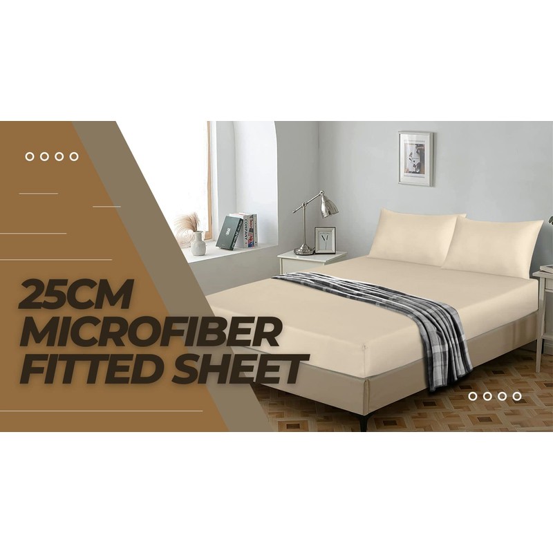 Cream Fitted Sheet King Size - 25cm Deep Pocket -